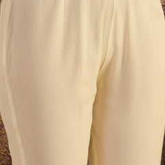 Cotton Schiffli Mirror Work A-Line Kurta With Trouser With Bags Kurta Set