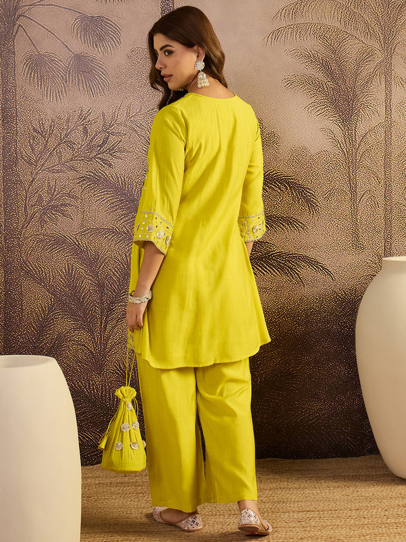 Floral Embroidered A-line Kurta With Trouser Kurta Set