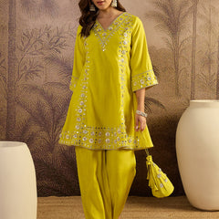 Floral Embroidered A-line Kurta With Trouser Kurta Set