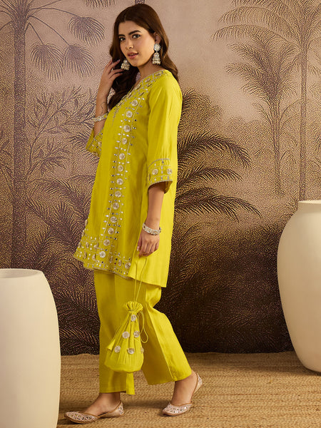 Floral Embroidered A-line Kurta With Trouser Kurta Set