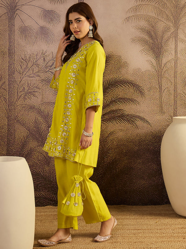 Floral Embroidered A-line Kurta With Trouser Kurta Set