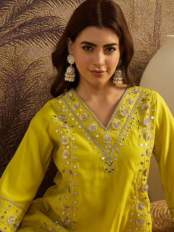 Floral Embroidered A-line Kurta With Trouser Kurta Set