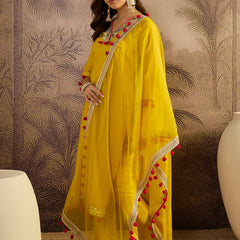 Floral Embroidered Straight Kurta With Trouser & Dupatta Kurta Set