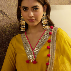 Floral Embroidered Straight Kurta With Trouser & Dupatta Kurta Set