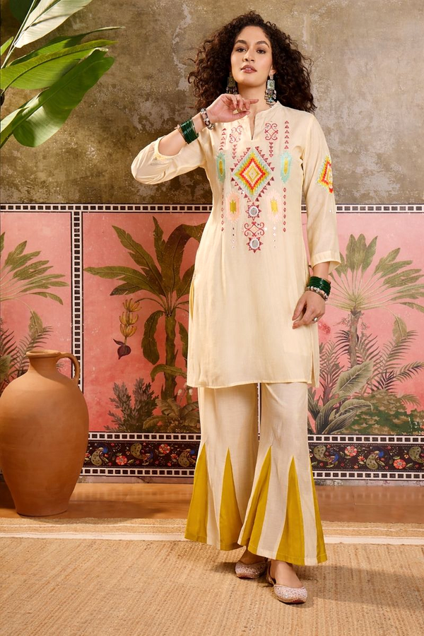 Embroidered Tunic With Sharara Co-Ords Set