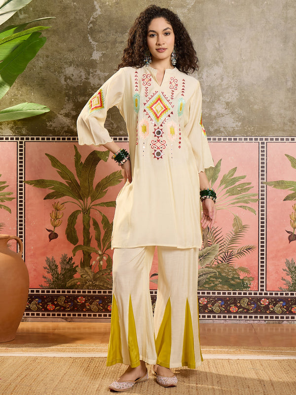 Embroidered Tunic With Sharara Co-Ords Set