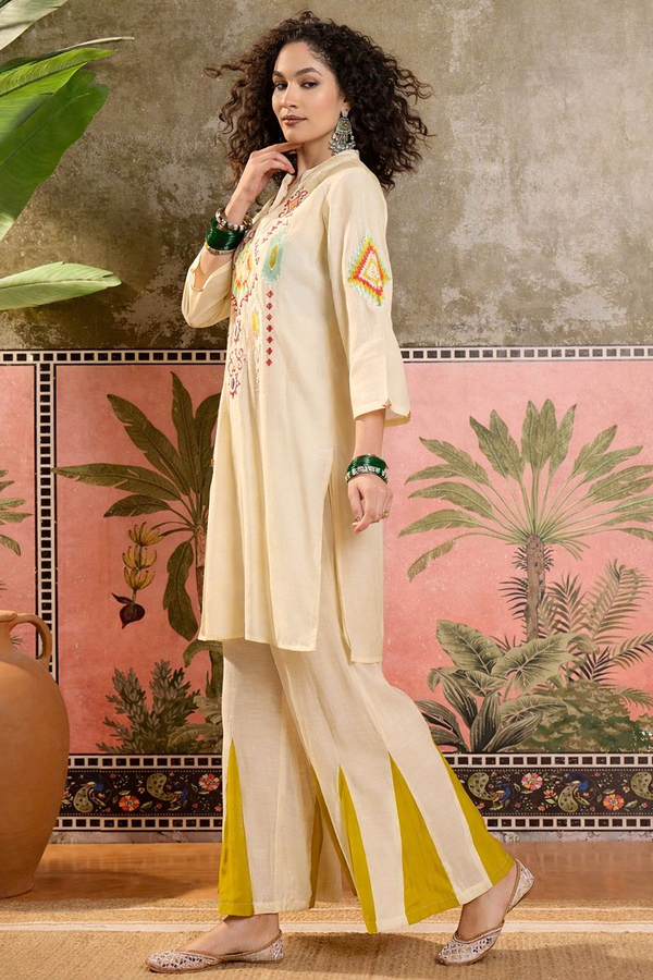 Embroidered Tunic With Sharara Co-Ords Set