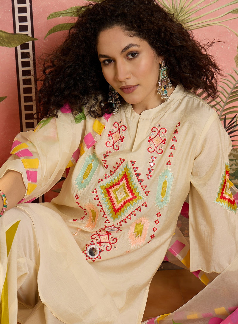 Embroidered Tunic With Sharara Co-Ords Set