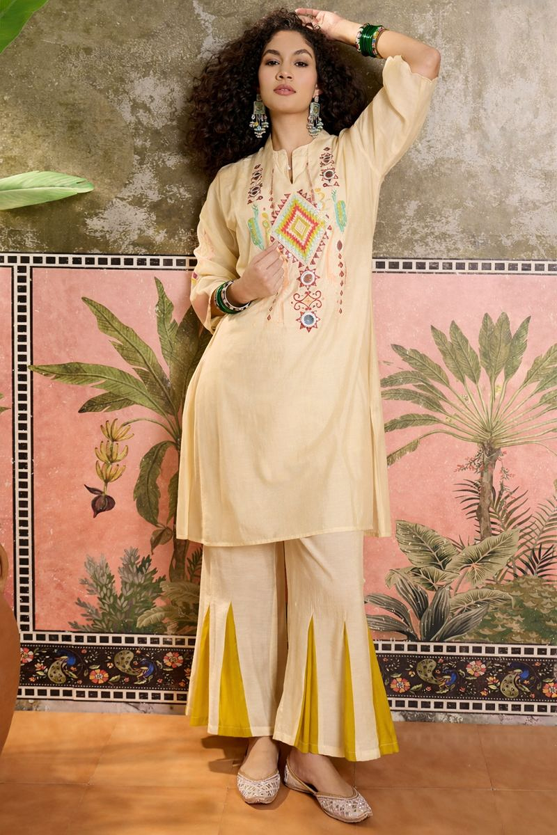 Embroidered Tunic With Sharara Co-Ords Set