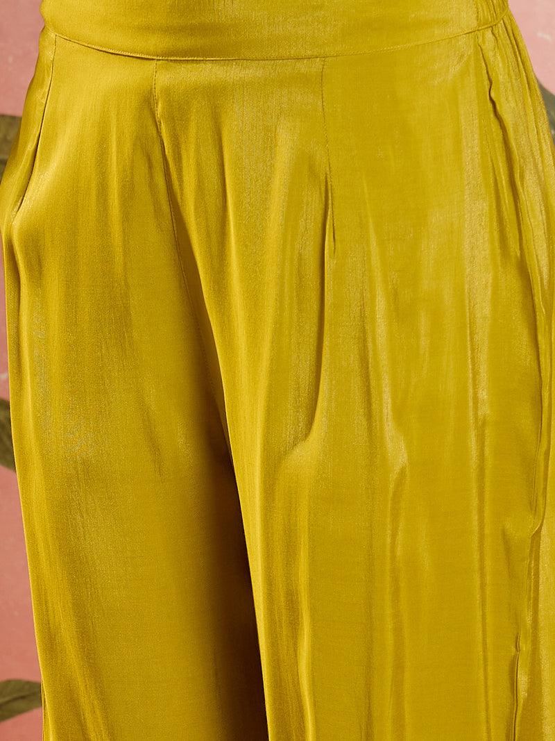 Mustard Embroidered Tunic With Sharara Co-Ords Set