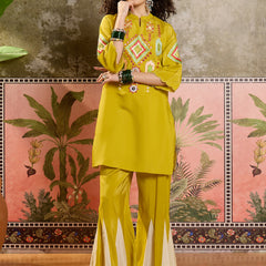 Mustard Embroidered Tunic With Sharara Co-Ords Set