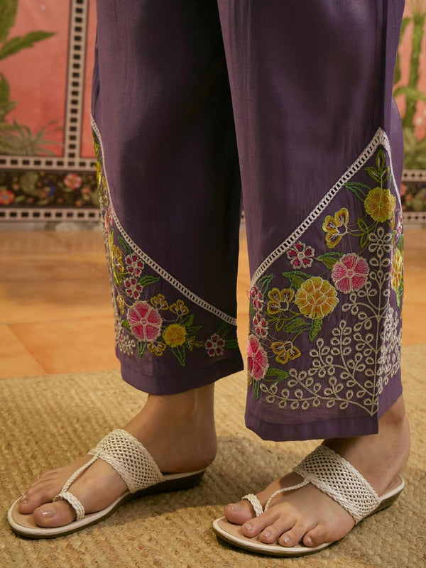 Floral Embroidered Tunic With Trouser Co-Ords Set