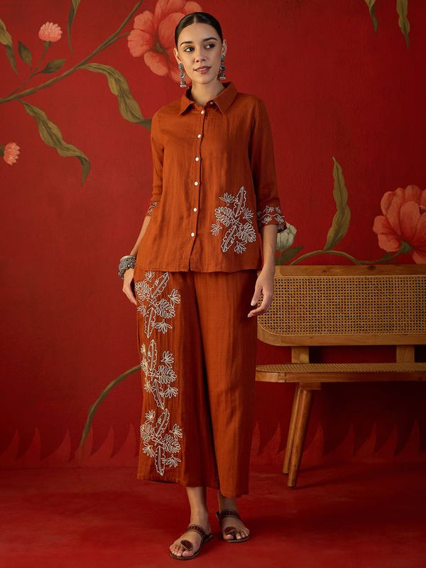 Floral Embroidered Tunic With & Trousers