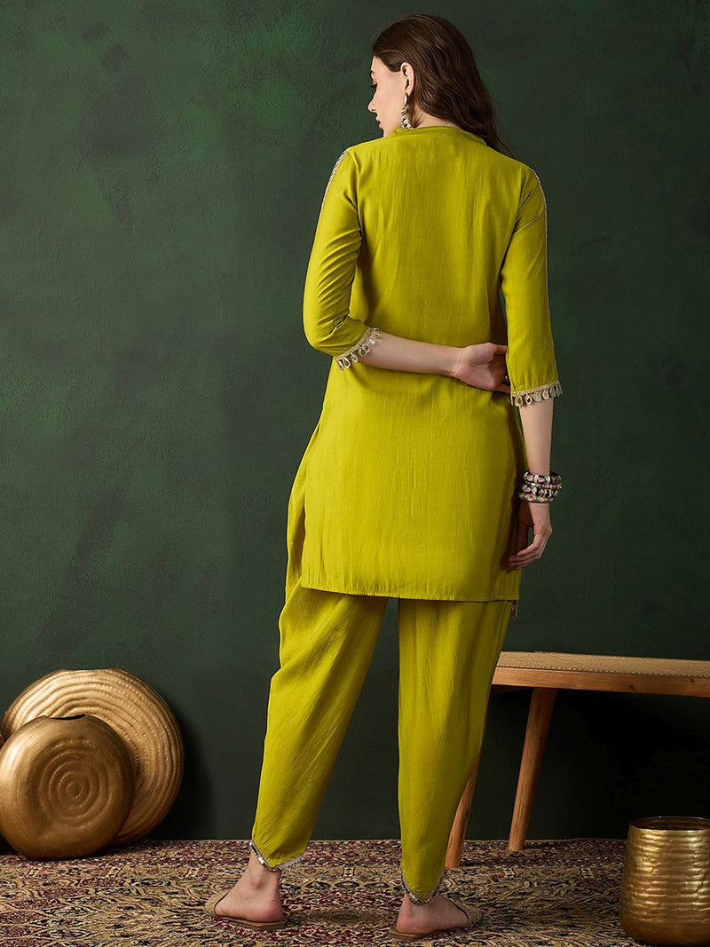 Embellished Mirror Work Tunic With Dhoti Pant Co-Ords