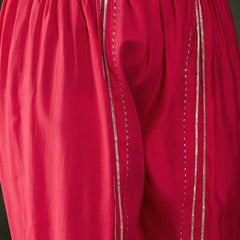 Floral Embroidered Round Neck Kurta With Dhoti Pants And Dupatta