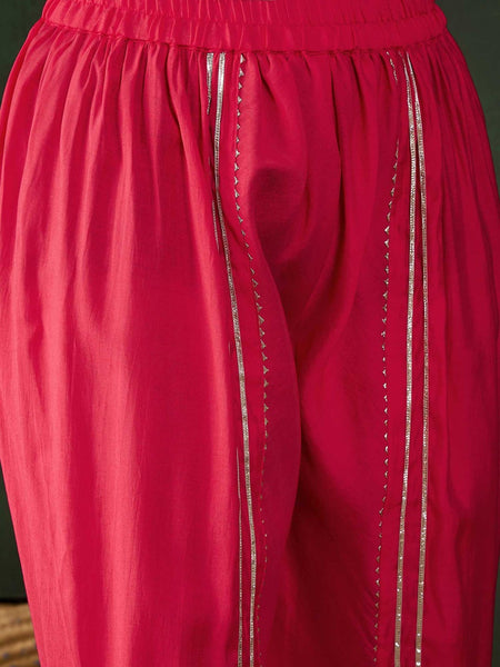 Floral Embroidered Round Neck Kurta With Dhoti Pants And Dupatta