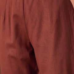 Floral Embroidered V-Neck Straight Pure Cotton Kurta With Trousers Plus Size Kurta Set