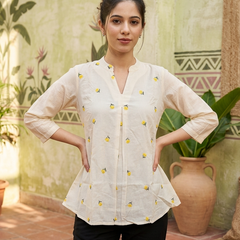Floral Embroidered Staright Short Kurti
