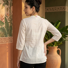 Floral Embroidered Staright Short Kurti