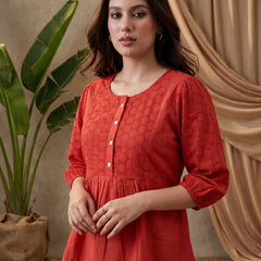 Ethnic Motifs Yoke Design Pure Cotton Short Kurti