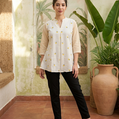 Floral Embroidered Staright Short Kurti