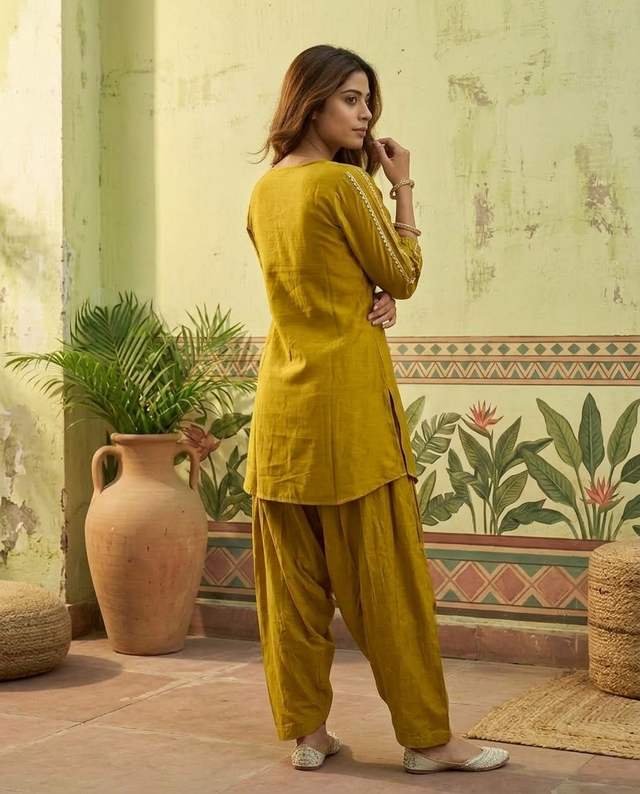 Floral Embroidered Tunic With & Farsi Salwar