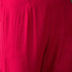Pink Floral Embroidered Mirror Work A-Line Kurta With Trousers & Dupatta