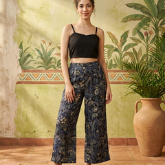 Floral Print & Embroidered  Straight Kurta With Top & Trousers & Dupatta