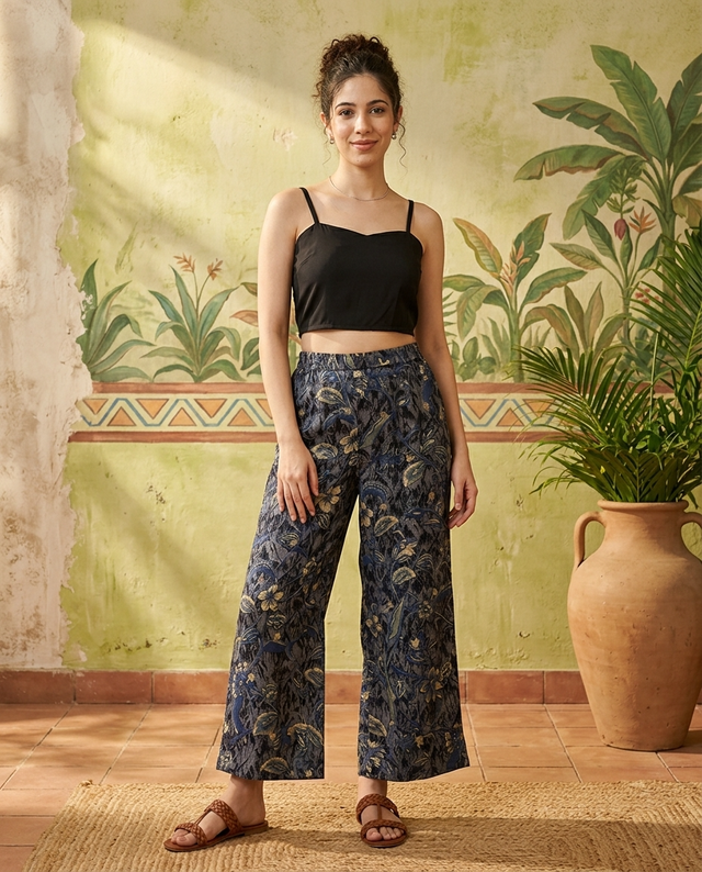 Floral Print & Embroidered  Straight Kurta With Top & Trousers & Dupatta