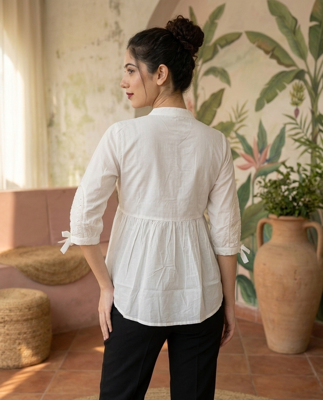 Ethnic Motifs Yoke Design Pure Cotton Short Kurti