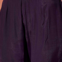 Burgundy Yoke Design Beads And Stones Round Neck Kaftan Kurta With Trousers