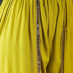 Bandhani Printed Gotta Patti Asymmetric Kaftan With Dhoti Pant