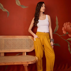 Women’s Solid Pleated Harem Cotton Trouser