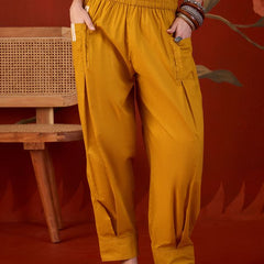 Women’s Solid Pleated Harem Cotton Trouser