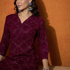 Women Printed Straight Kurta With Trouser