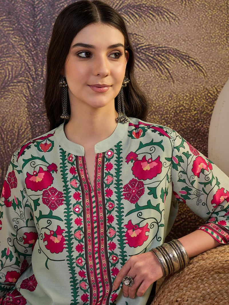 Floral Printed Cotton  Lining in Kurta With Pant Co-Ords