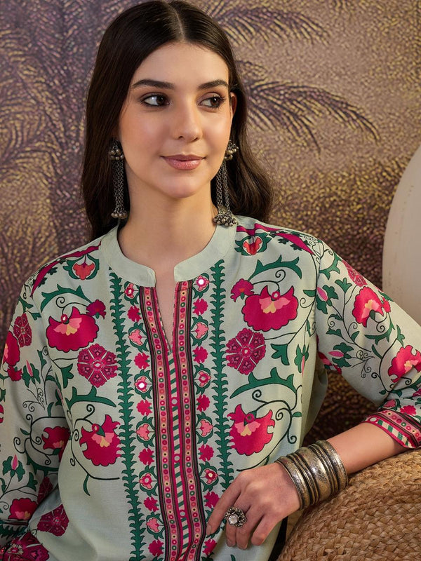 Floral Printed Cotton  Lining in Kurta With Pant Co-Ords