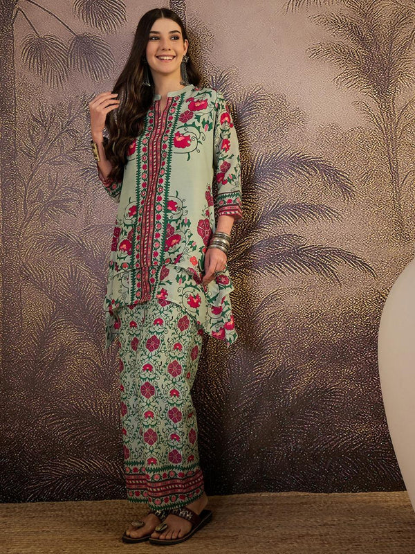 Floral Printed Cotton  Lining in Kurta With Pant Co-Ords
