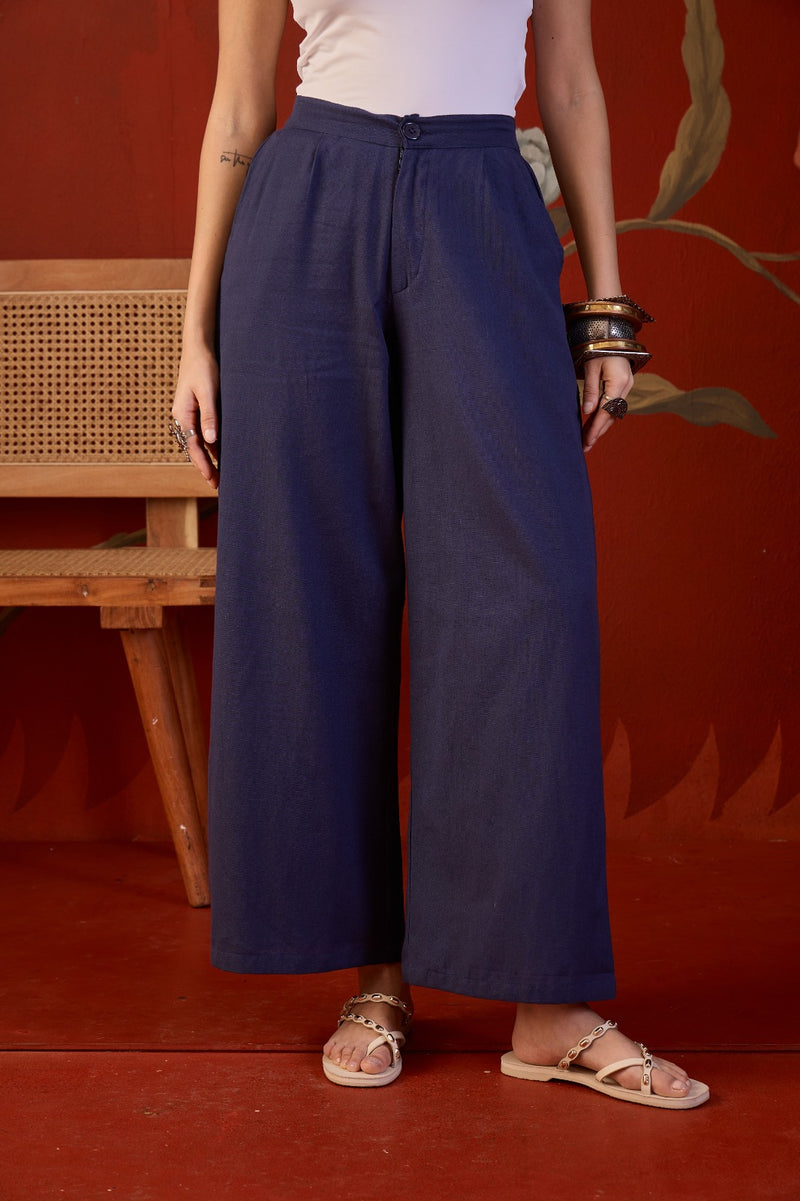 Relaxed Fit Wide-Leg Trousers