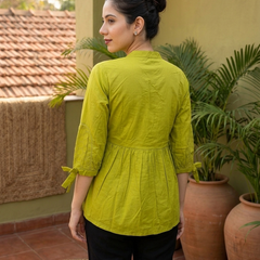 Ethnic Motifs Yoke Design Pure Cotton Short Kurti