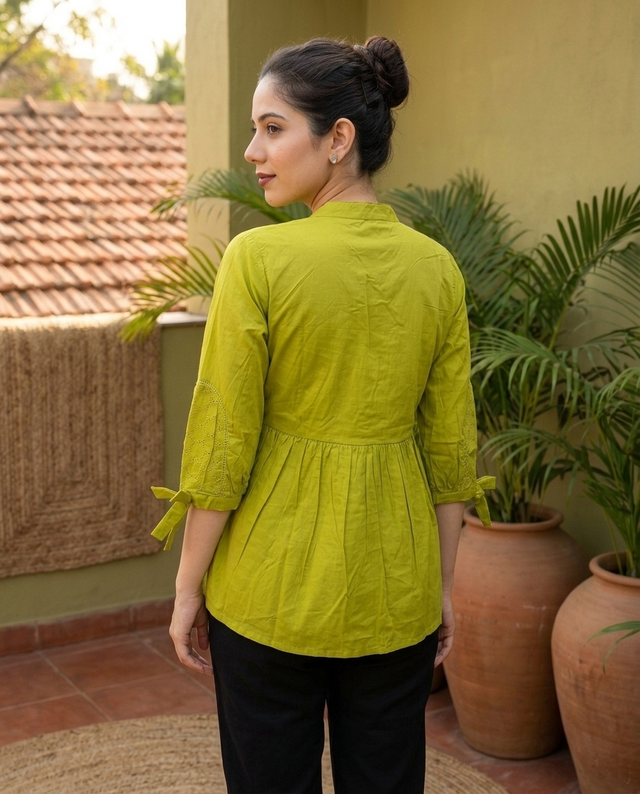 Ethnic Motifs Yoke Design Pure Cotton Short Kurti
