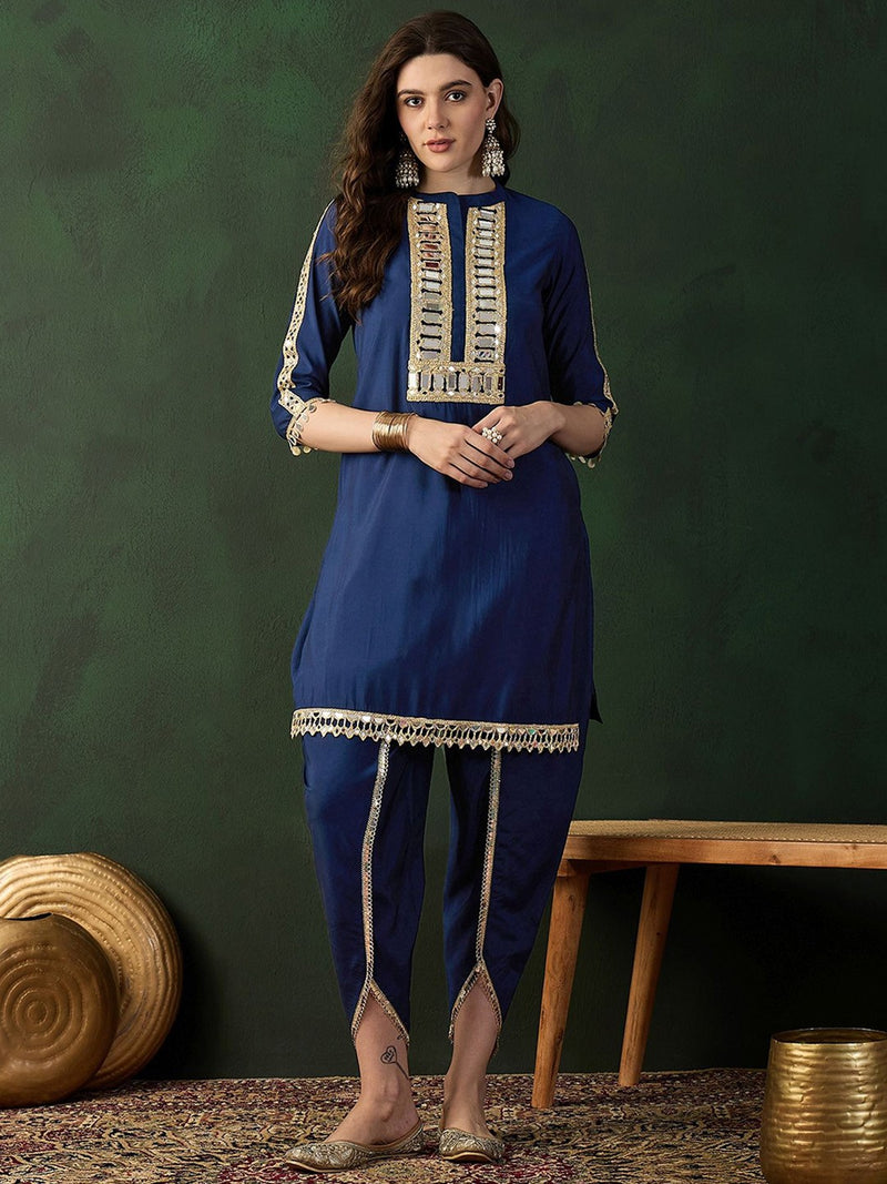 Embellished Mirror Work Tunic With Dhoti Pant Co-Ords