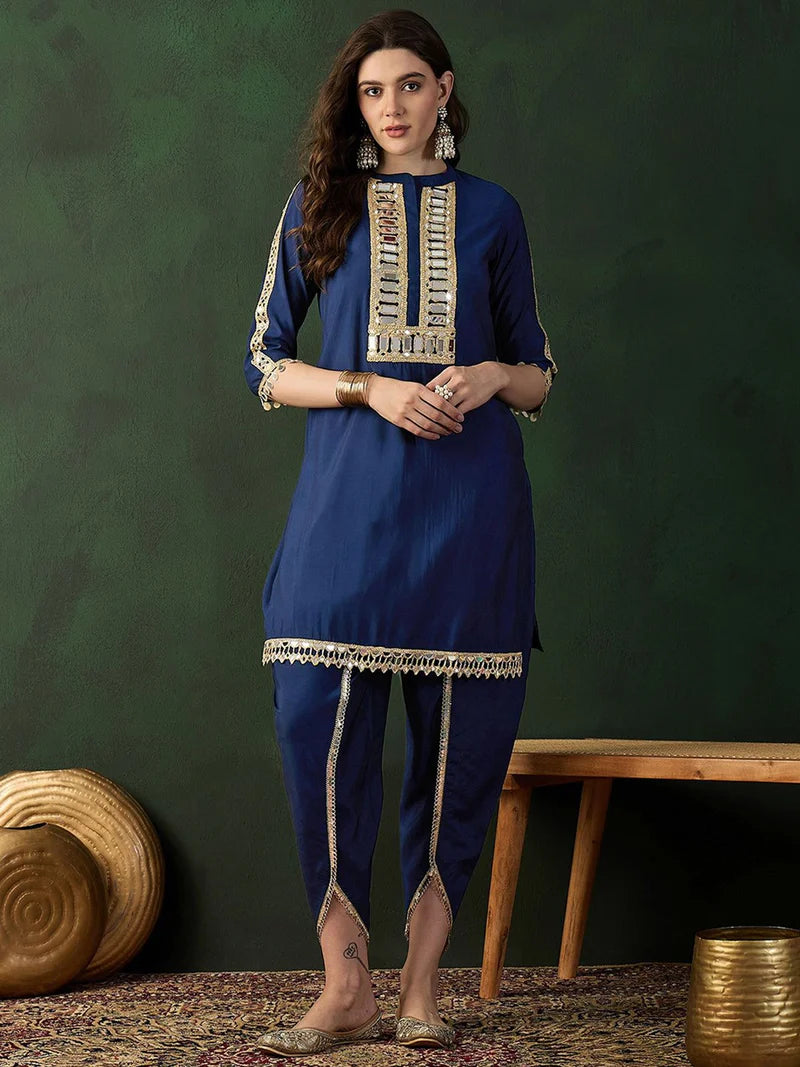 Embellished Mirror Work Tunic With Dhoti Pant Co-Ords