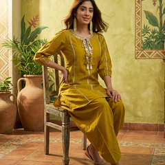 Floral Embroidered Tunic With & Farsi Salwar