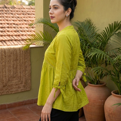 Ethnic Motifs Yoke Design Pure Cotton Short Kurti