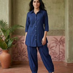 Navy Blue Solid Tunic with Salwar