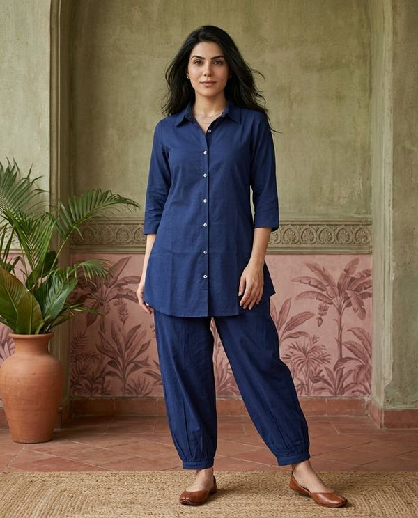 Navy Blue Solid Tunic with Salwar