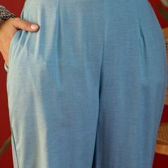 Embroidered V-Neck Tunic With Trouser Co-Ords Set