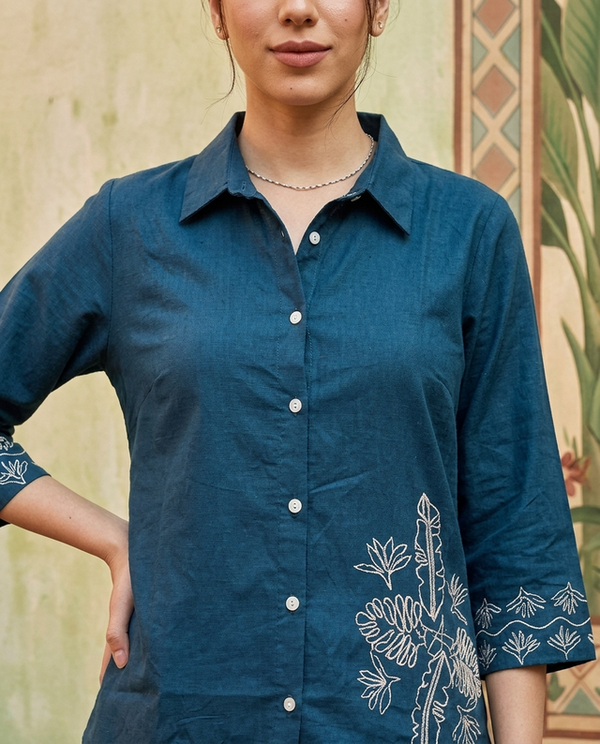 Floral Embroidered Tunic With & Trousers