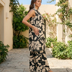 Printed Pure Cotton Shrug Crop Top & Palazzos Co-Ords